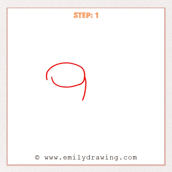 how to draw a boxing gloves - Step 1 of an easy boxing gloves drawing showing a wide oval opening and a curved right-side outline.